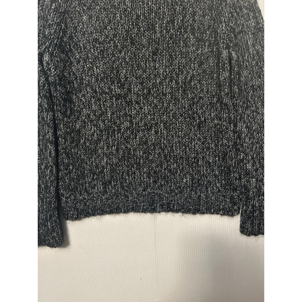 Express Women's Black Silver Metallic Marled Mock Neck Sweater‎ Large - Picture 3 of 9